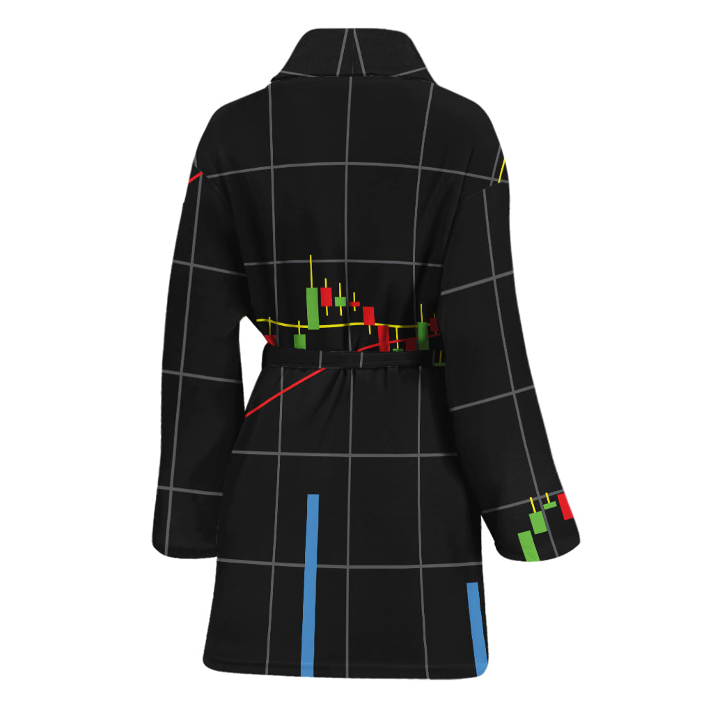 Candlestick Stock Graph Chart Print Women's Bathrobe