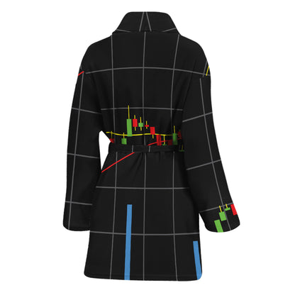 Candlestick Stock Graph Chart Print Women's Bathrobe
