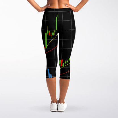 Candlestick Stock Graph Chart Print Women's Capri Leggings