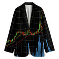 Candlestick Stock Graph Chart Print Women's Cotton Blazer