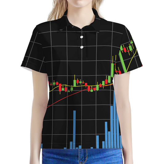 Candlestick Stock Graph Chart Print Women's Polo Shirt
