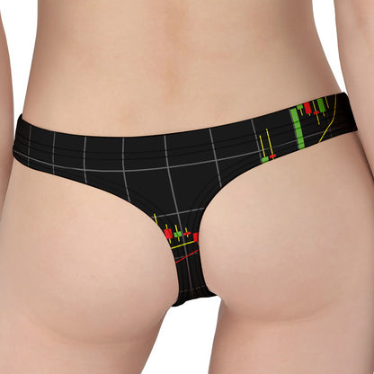 Candlestick Stock Graph Chart Print Women's Thong