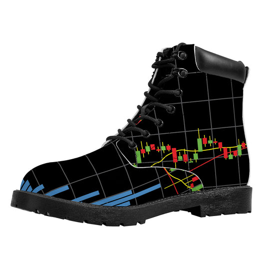 Candlestick Stock Graph Chart Print Work Boots