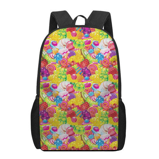 Candy And Jelly Pattern Print 17 Inch Backpack