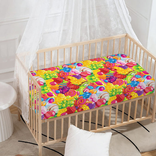 Candy And Jelly Pattern Print Baby Crib Sheet