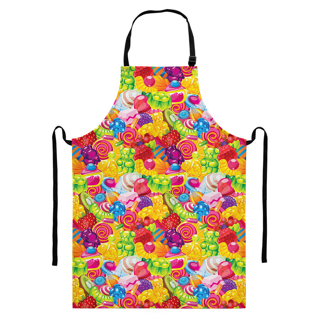 Candy And Jelly Pattern Print Bib Apron With Pocket