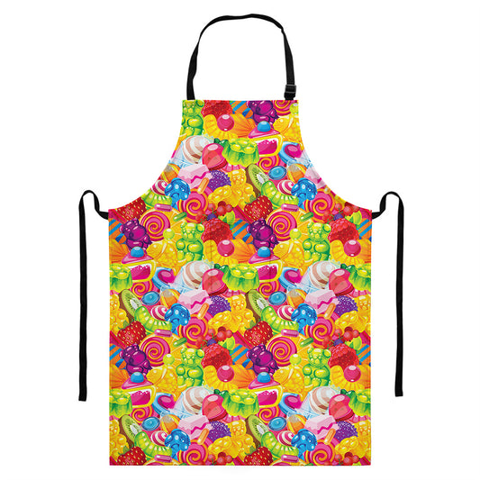 Candy And Jelly Pattern Print Bib Apron With Pocket