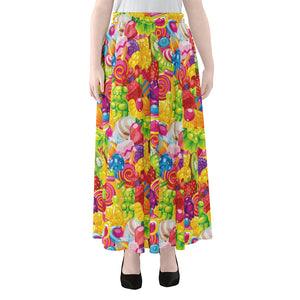 Candy And Jelly Pattern Print Chiffon Maxi Skirt