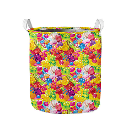 Candy And Jelly Pattern Print Collapsible Laundry Basket