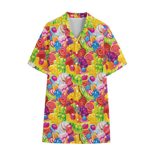 Candy And Jelly Pattern Print Cotton Hawaiian Shirt