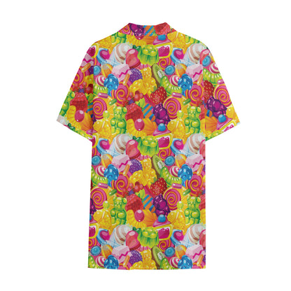 Candy And Jelly Pattern Print Cotton Hawaiian Shirt