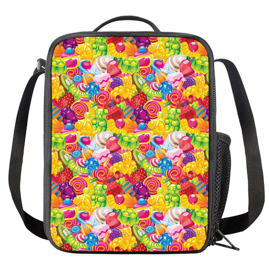 Candy And Jelly Pattern Print Crossbody Lunch Bag