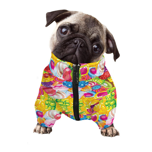 Candy And Jelly Pattern Print Dog Zip Up Jacket