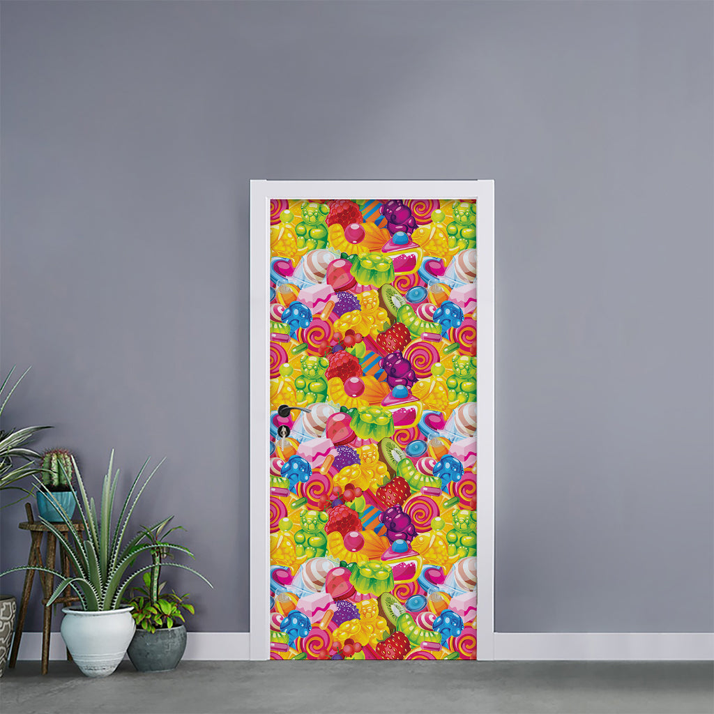 Candy And Jelly Pattern Print Door Sticker