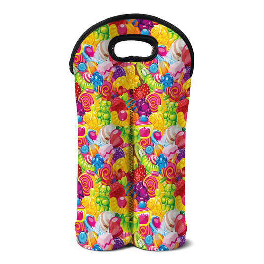 Candy And Jelly Pattern Print Double Neoprene Wine Tote