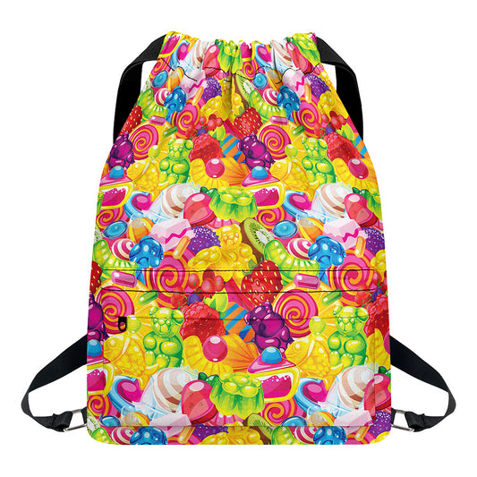 Candy And Jelly Pattern Print Drawstring Backpack