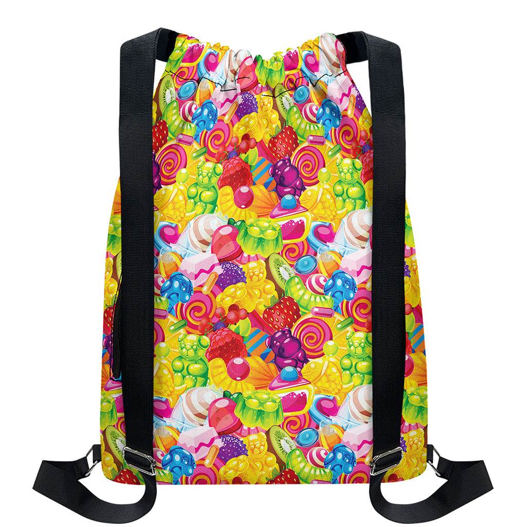 Candy And Jelly Pattern Print Drawstring Backpack