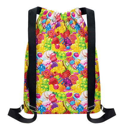 Candy And Jelly Pattern Print Drawstring Backpack