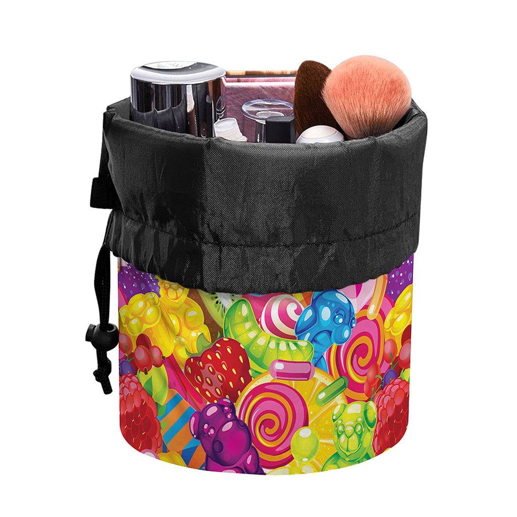 Candy And Jelly Pattern Print Drawstring Makeup Bag
