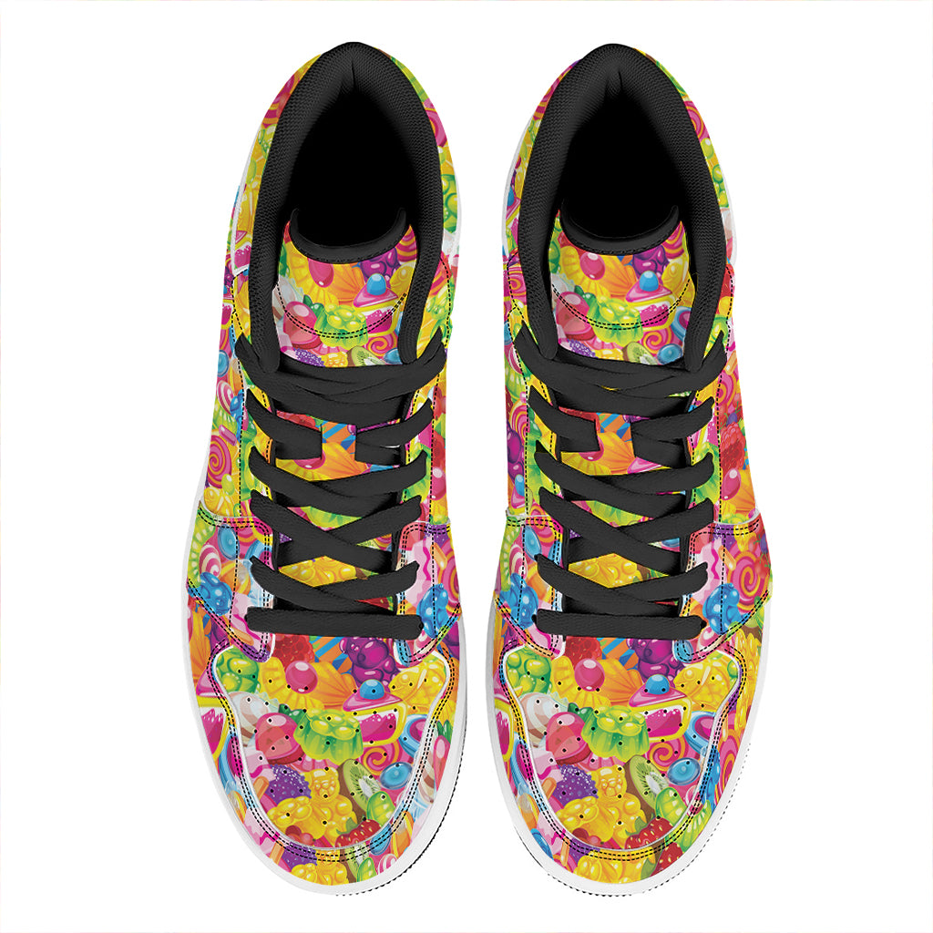 Candy And Jelly Pattern Print High Top Leather Sneakers