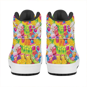 Candy And Jelly Pattern Print High Top Leather Sneakers