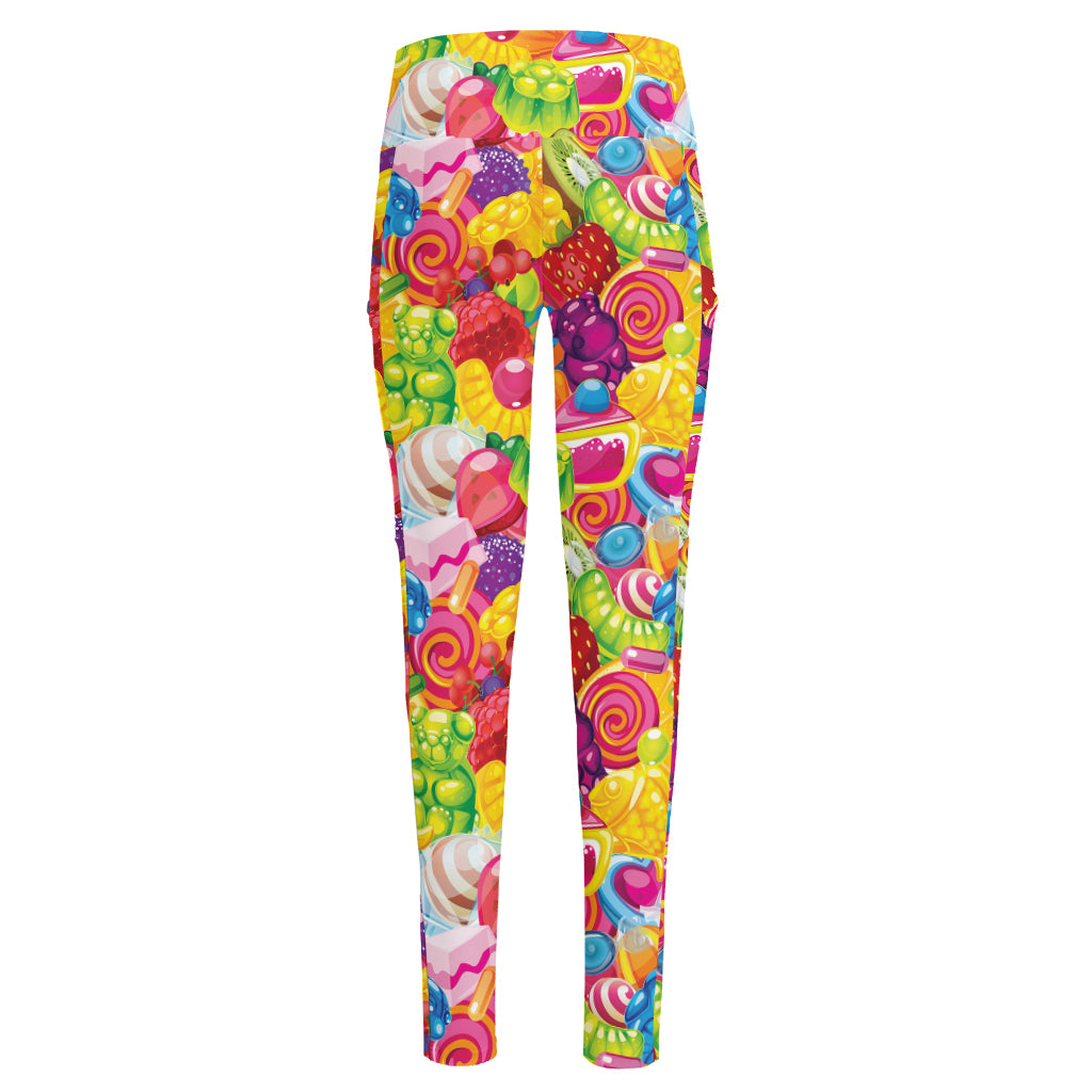 Candy And Jelly Pattern Print High-Waisted Pocket Leggings