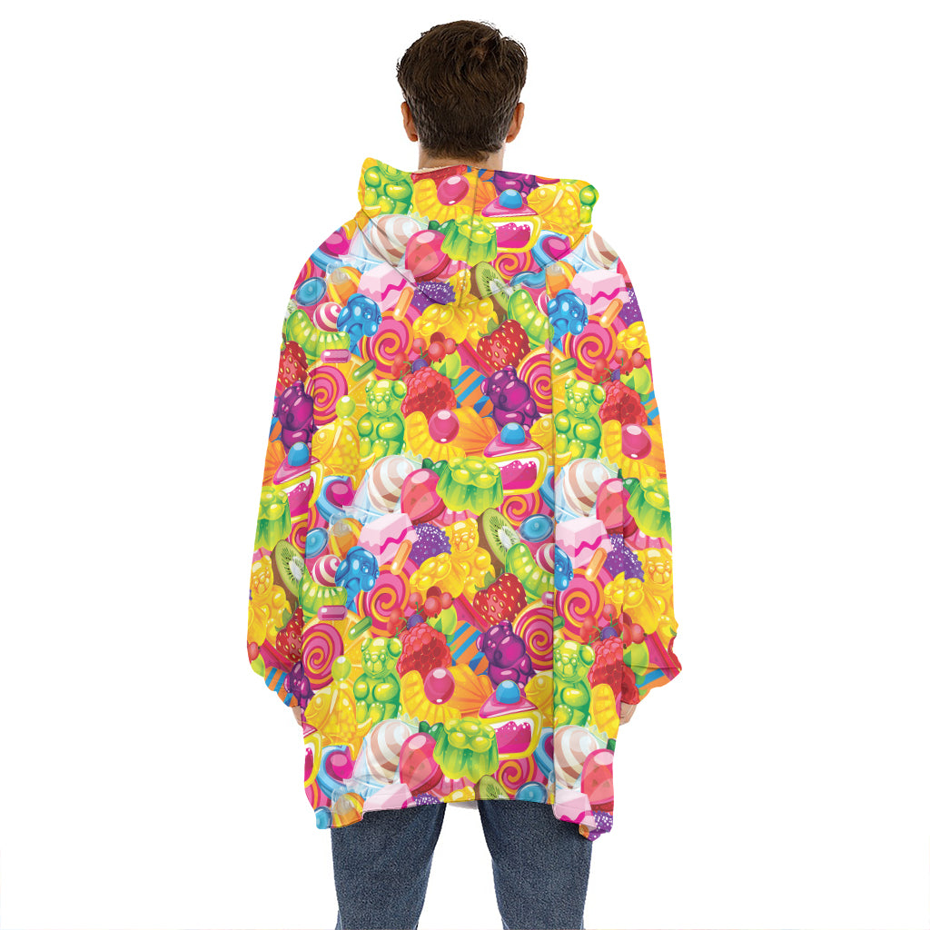 Candy And Jelly Pattern Print Hoodie Blanket