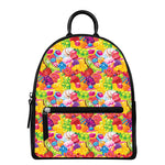 Candy And Jelly Pattern Print Leather Backpack