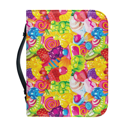Candy And Jelly Pattern Print Leather Bible Cover