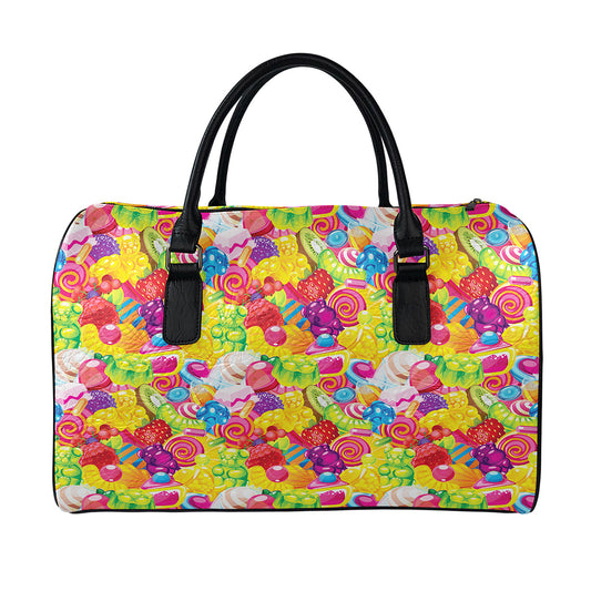 Candy And Jelly Pattern Print Leather Duffle Bag