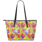 Candy And Jelly Pattern Print Leather Tote Bag