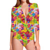 Candy And Jelly Pattern Print Long Sleeve Swimsuit