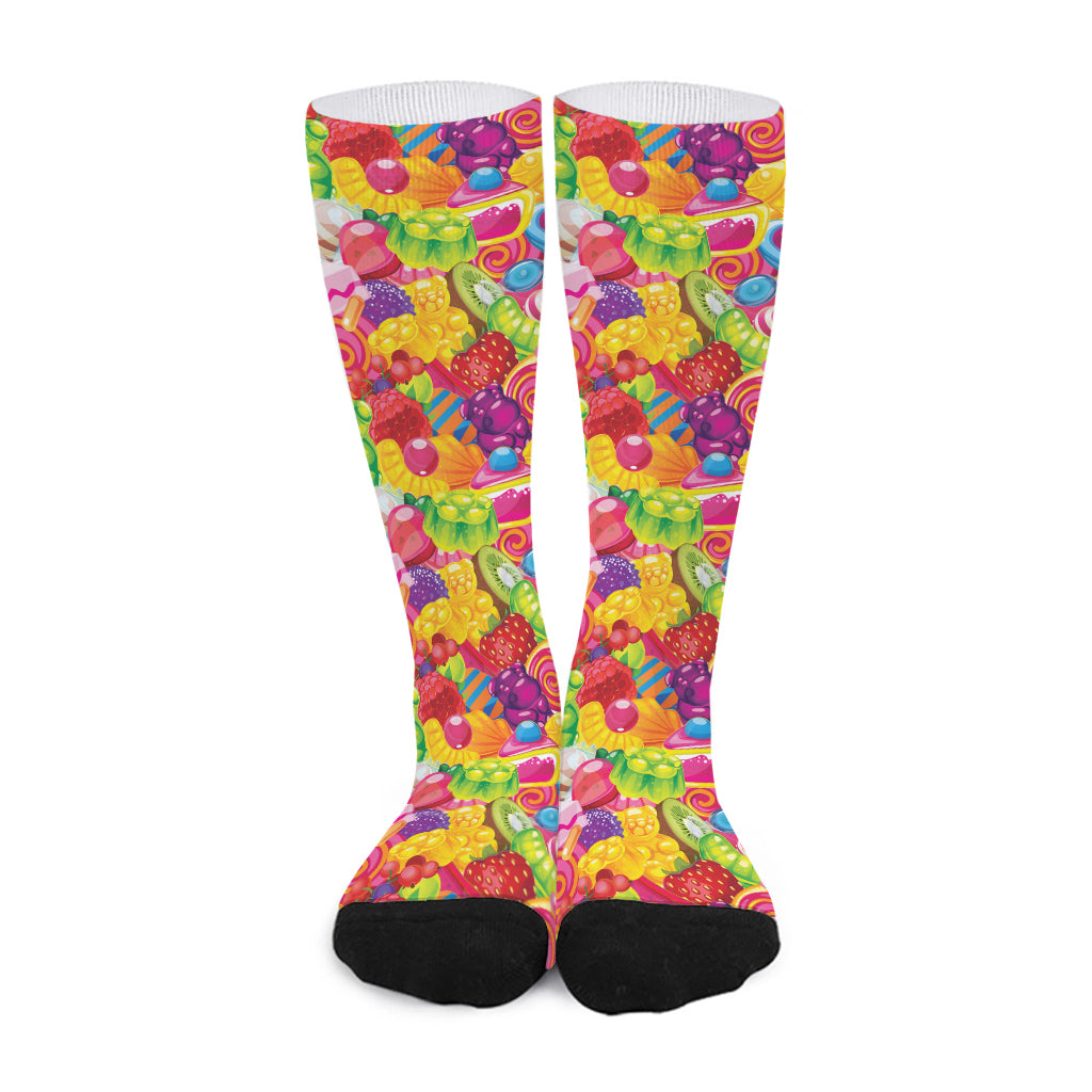 Candy And Jelly Pattern Print Long Socks