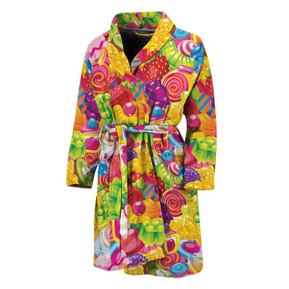 Candy And Jelly Pattern Print Men's Bathrobe