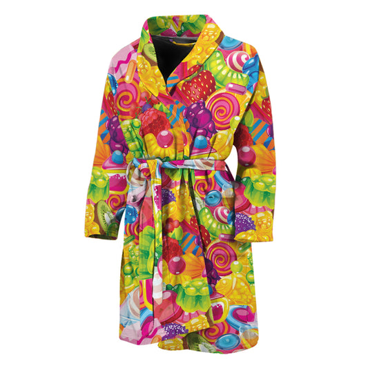 Candy And Jelly Pattern Print Men's Bathrobe