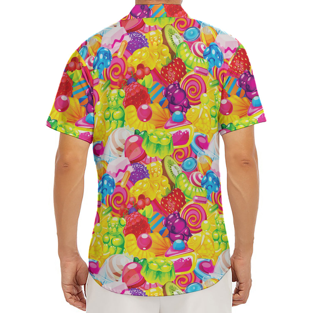 Candy And Jelly Pattern Print Men's Deep V-Neck Shirt