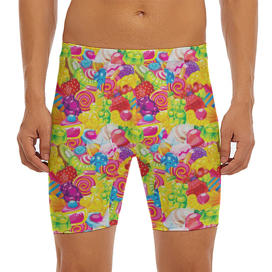 Candy And Jelly Pattern Print Men's Long Boxer Briefs