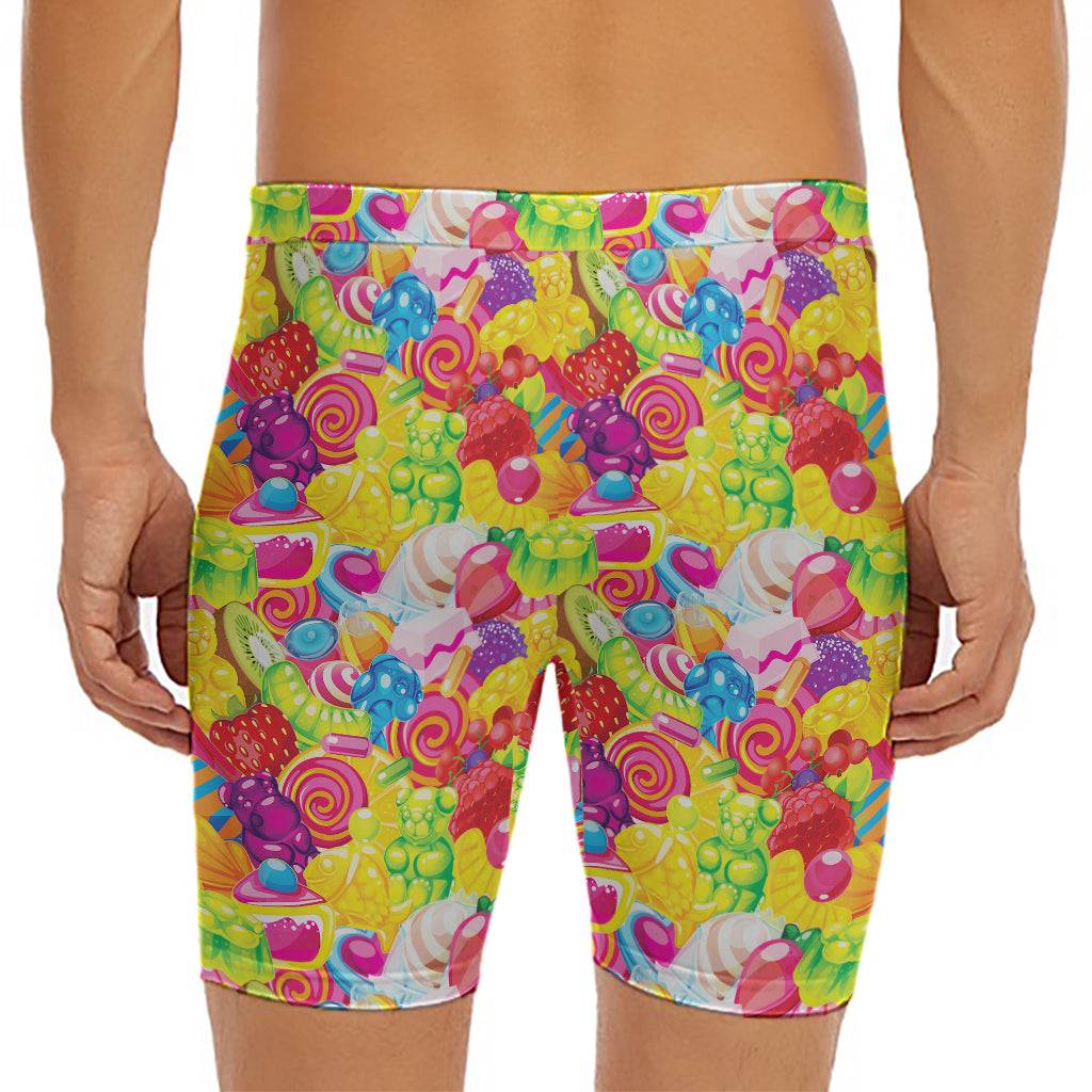 Candy And Jelly Pattern Print Men's Long Boxer Briefs