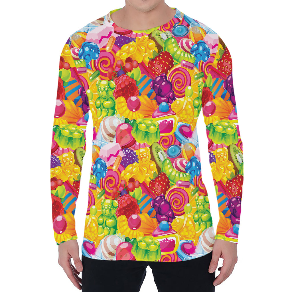 Candy And Jelly Pattern Print Men's Long Sleeve T-Shirt