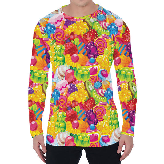 Candy And Jelly Pattern Print Men's Long Sleeve T-Shirt