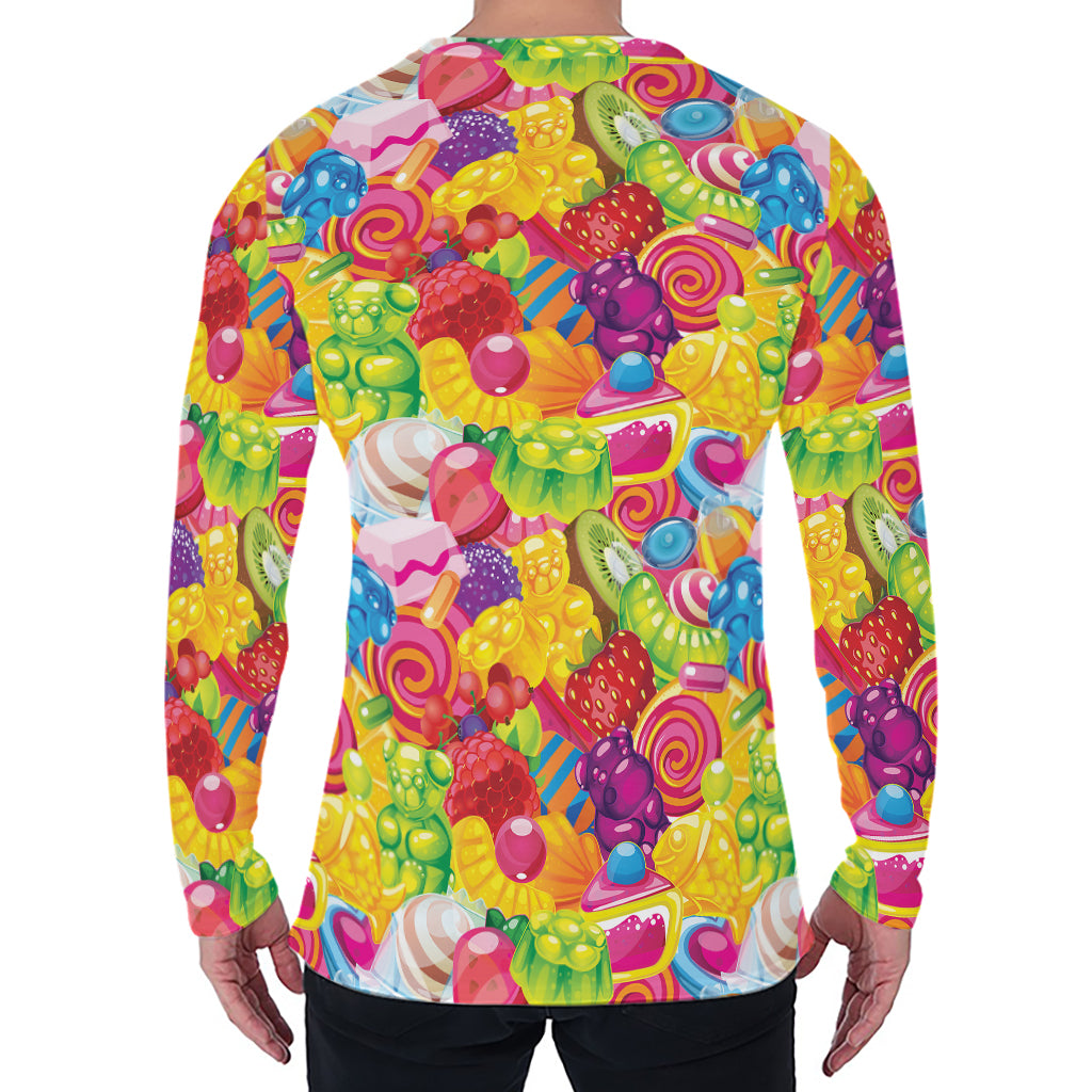Candy And Jelly Pattern Print Men's Long Sleeve T-Shirt