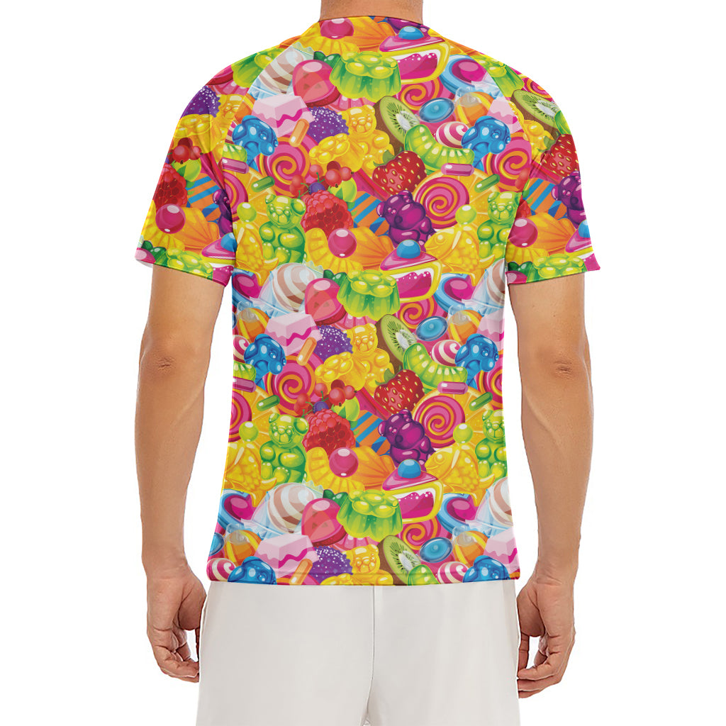 Candy And Jelly Pattern Print Men's Short Sleeve Rash Guard