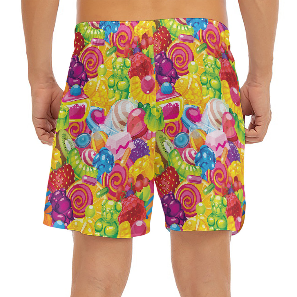 Candy And Jelly Pattern Print Men's Split Running Shorts