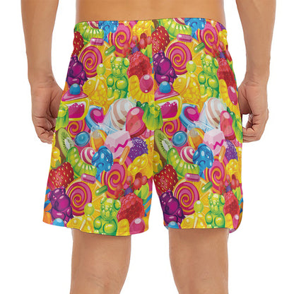 Candy And Jelly Pattern Print Men's Split Running Shorts