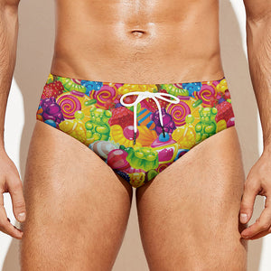 Candy And Jelly Pattern Print Men's Swim Briefs