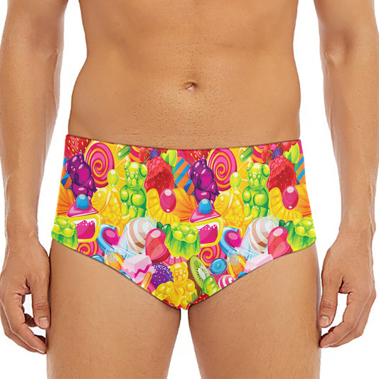 Candy And Jelly Pattern Print Men's Triangle Swim Briefs