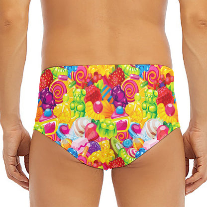 Candy And Jelly Pattern Print Men's Triangle Swim Briefs