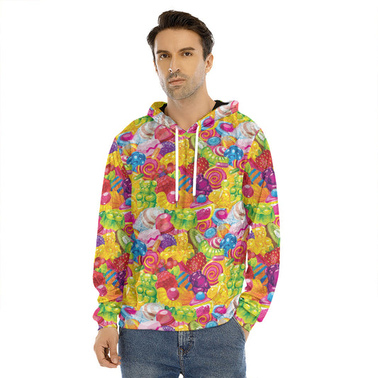 Candy And Jelly Pattern Print Men's Velvet Pullover Hoodie