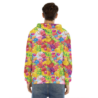 Candy And Jelly Pattern Print Men's Velvet Pullover Hoodie