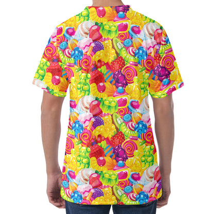 Candy And Jelly Pattern Print Men's Velvet T-Shirt